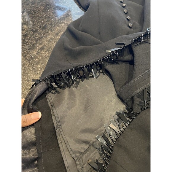 Studio I Womens Dress 8 Black Sleeveless Beaded Neck Back Zip Faux Button Back - Picture 8 of 9